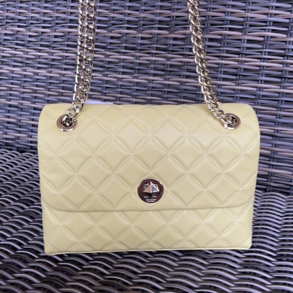 Kate Spade Natalia Smooth Leather Medium Flap Shoulder Bag Frosty Lime - Picture 2 of 16